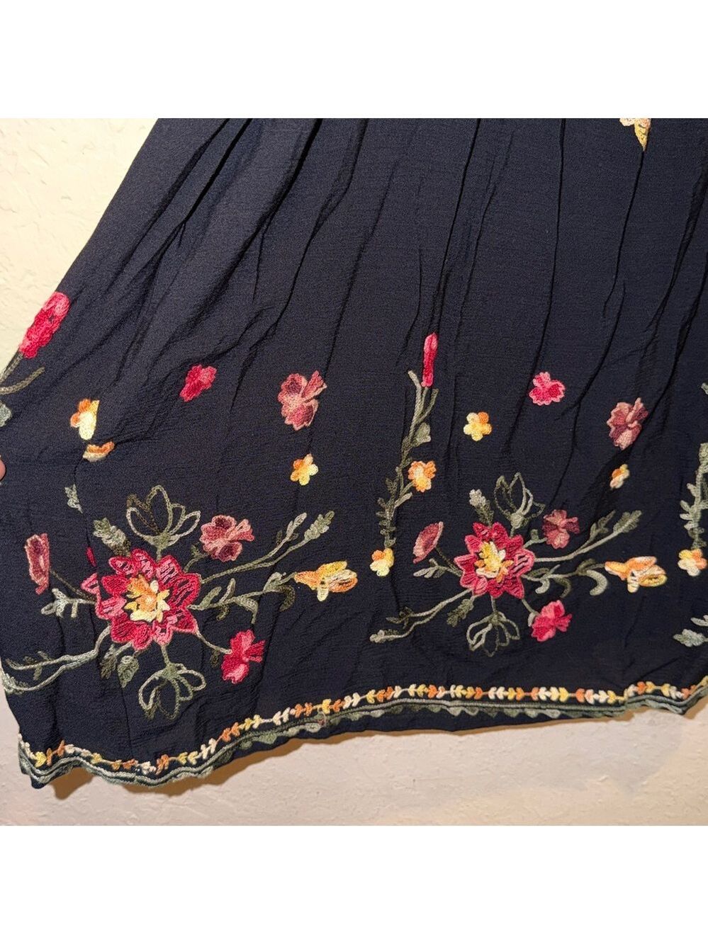 Vintage floral embroidered skirt cottagecore granny garden modest teacher - Picture 5 of 8